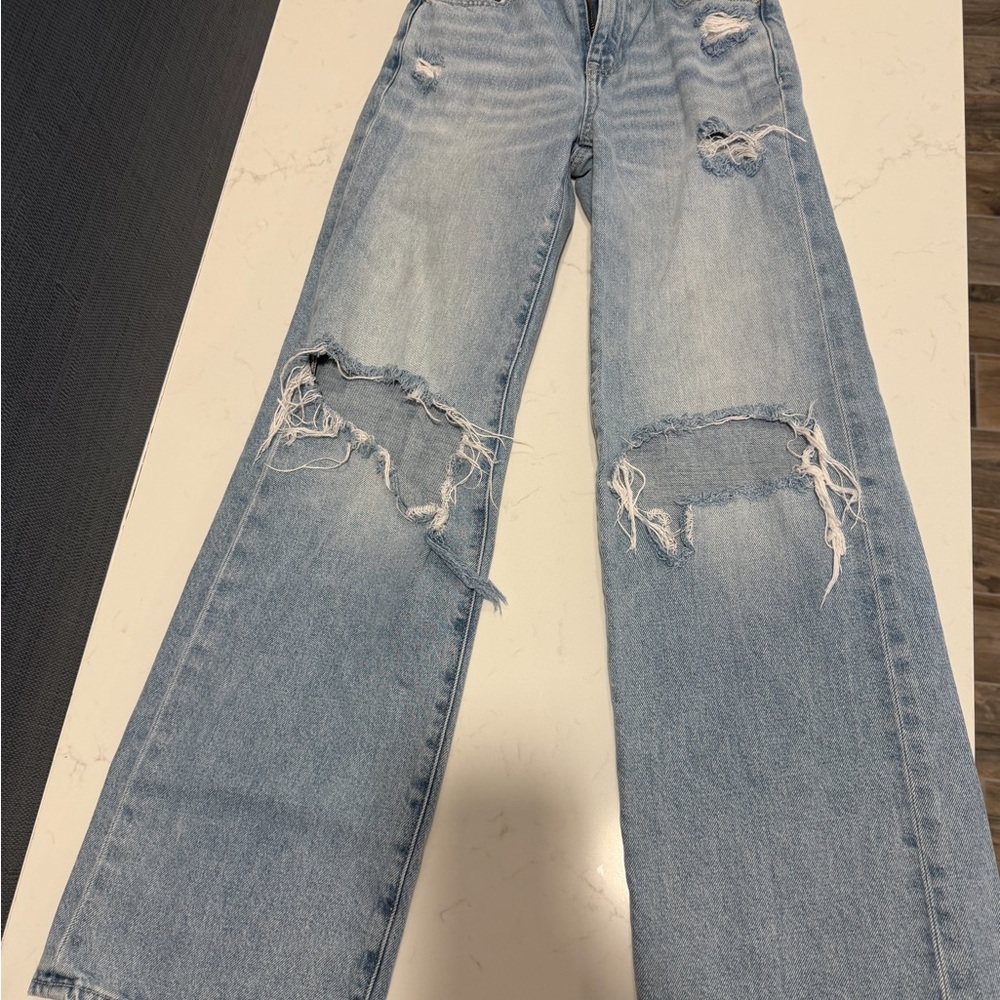 PacSun Light Blue Distressed Straight-Leg Jeans